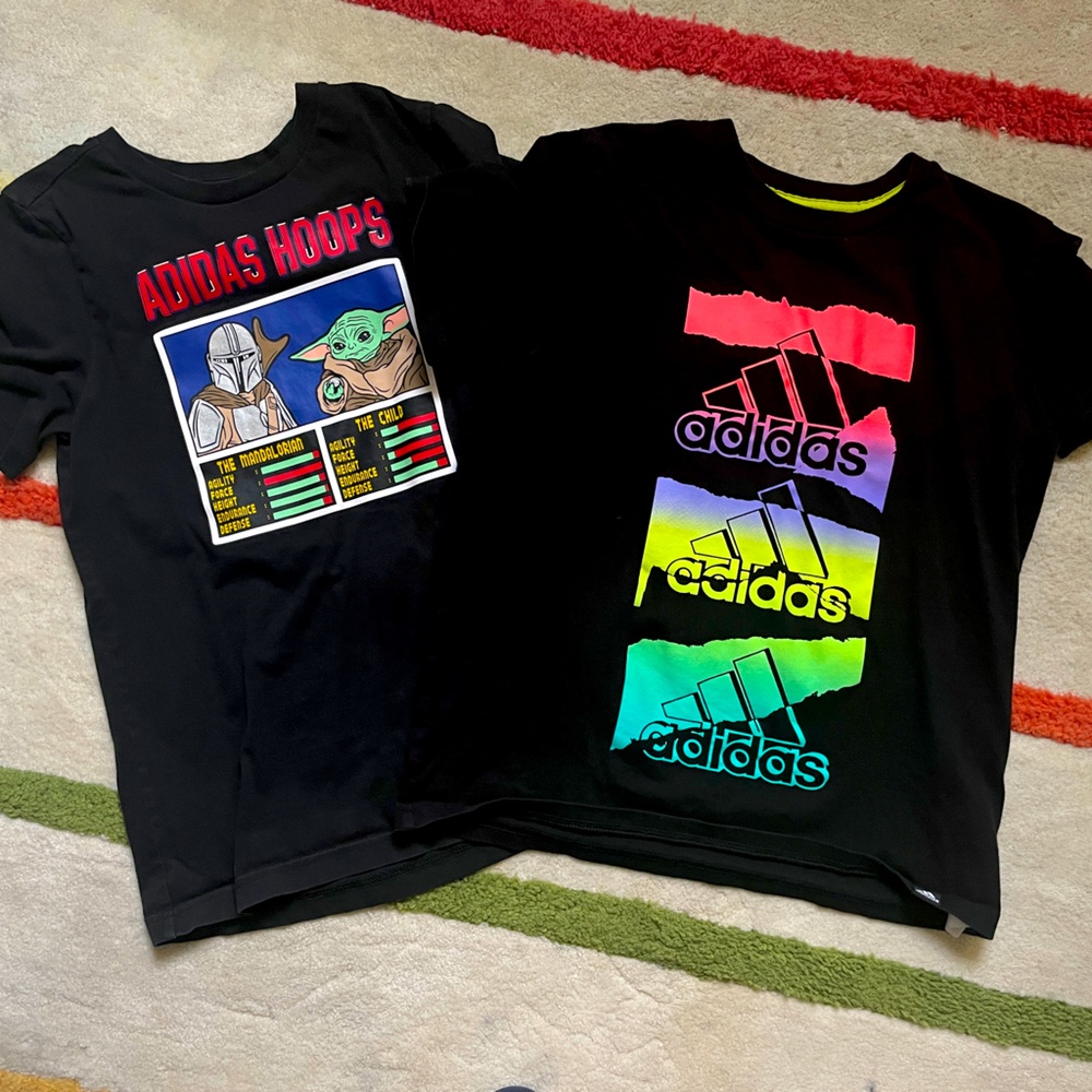 Two adidas boys medium (10/12) t-shirts